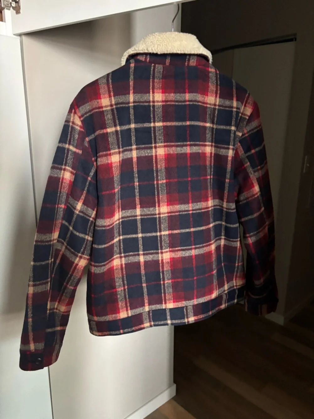 Banana Republic Navy and Red Plaid Sherpa-Collar Field Jacket - Picture 3 of 4